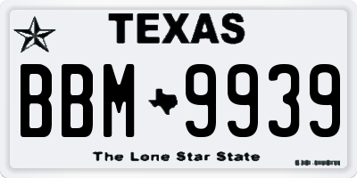 TX license plate BBM9939