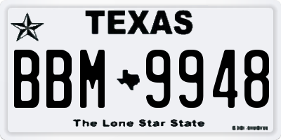 TX license plate BBM9948