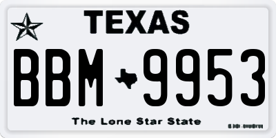 TX license plate BBM9953