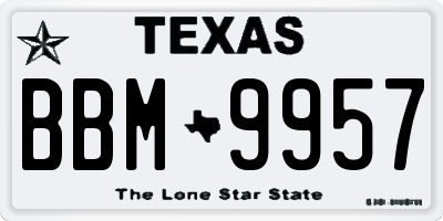TX license plate BBM9957
