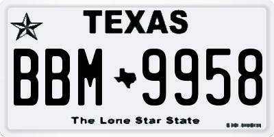 TX license plate BBM9958