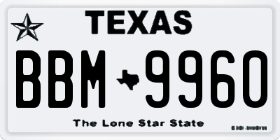 TX license plate BBM9960
