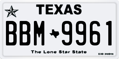 TX license plate BBM9961