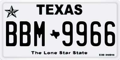 TX license plate BBM9966
