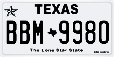 TX license plate BBM9980