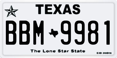 TX license plate BBM9981
