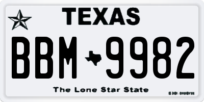 TX license plate BBM9982
