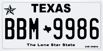 TX license plate BBM9986