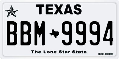 TX license plate BBM9994