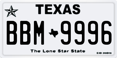TX license plate BBM9996