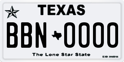 TX license plate BBN0000