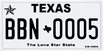 TX license plate BBN0005