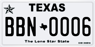 TX license plate BBN0006