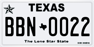 TX license plate BBN0022