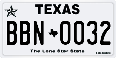 TX license plate BBN0032