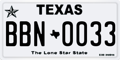 TX license plate BBN0033