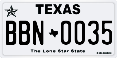 TX license plate BBN0035
