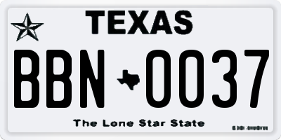 TX license plate BBN0037