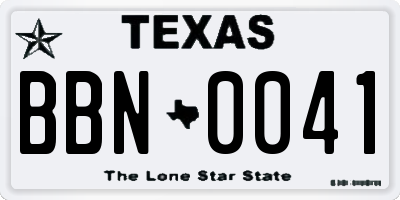 TX license plate BBN0041