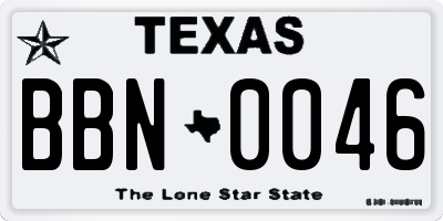 TX license plate BBN0046