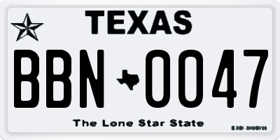 TX license plate BBN0047