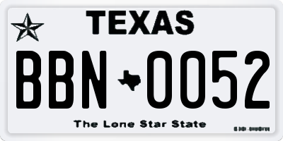 TX license plate BBN0052