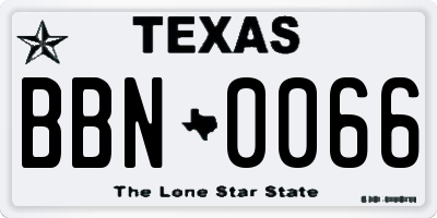 TX license plate BBN0066