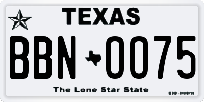 TX license plate BBN0075