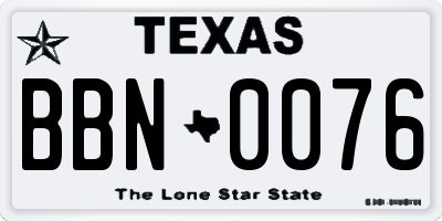 TX license plate BBN0076