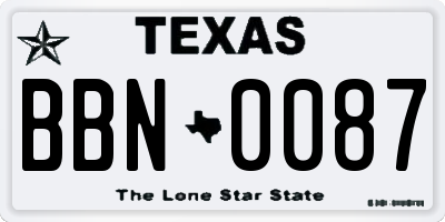 TX license plate BBN0087