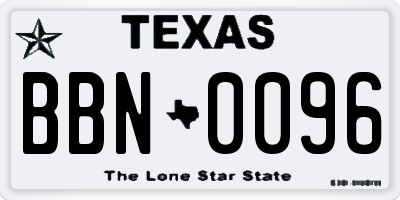 TX license plate BBN0096