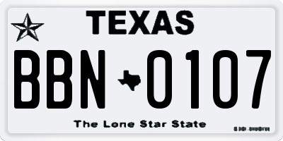 TX license plate BBN0107