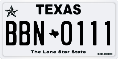 TX license plate BBN0111