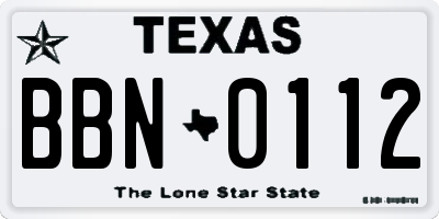 TX license plate BBN0112