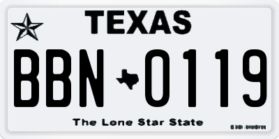 TX license plate BBN0119