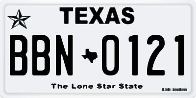 TX license plate BBN0121