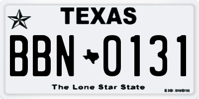 TX license plate BBN0131