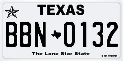 TX license plate BBN0132