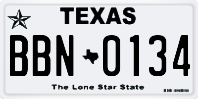 TX license plate BBN0134