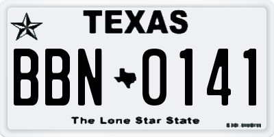 TX license plate BBN0141