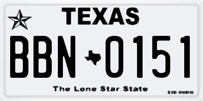 TX license plate BBN0151