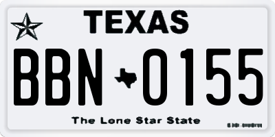 TX license plate BBN0155