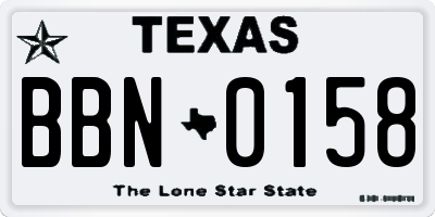 TX license plate BBN0158