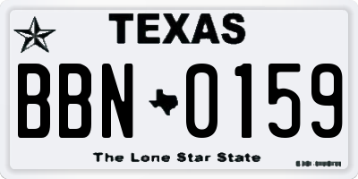 TX license plate BBN0159