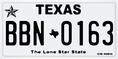 TX license plate BBN0163