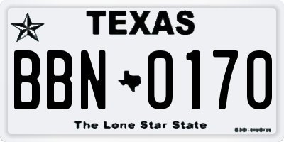 TX license plate BBN0170