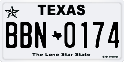 TX license plate BBN0174