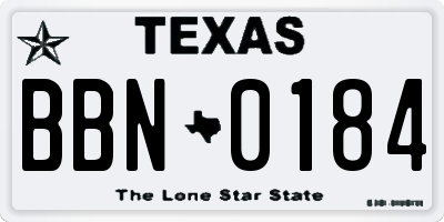 TX license plate BBN0184