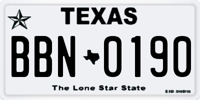 TX license plate BBN0190