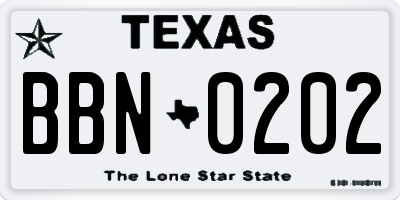 TX license plate BBN0202